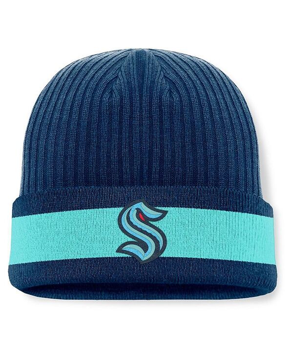 ファナティクス メンズ アクセサリー 帽子 ニット Fanatics Men's Deep Sea Blue Seattle Kraken Blueliner Cuffed Knit Hat Navy ネイビー 7,336円