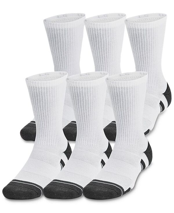 アンダーアーマー メンズ アンダーウェア 靴下 Under Armour Men's Performance Tech Crew Socks - 6-pack 101 White ホワイト｜ReVida 店
