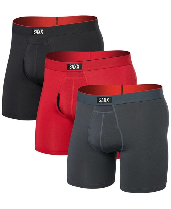 サックス メンズ アンダーウェア ボクサーパンツ メッシュ SAXX Men's Multi-Sport 3-Pk. Solid Mesh Boxer Briefs Sunset Red レッド｜ReVida 店