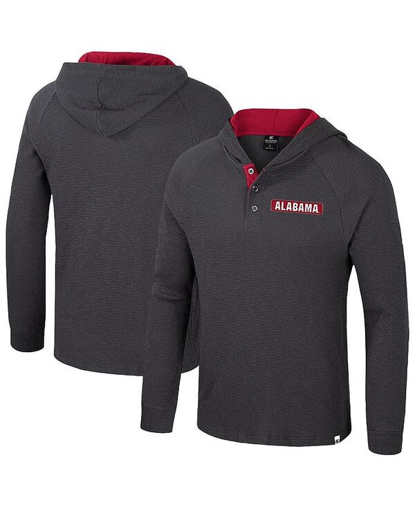 コロシアム メンズ トップス Tシャツ パーカー Colosseum Men's Charcoal Alabama Crimson Tide Dujour Raglan Long Sleeve Henley Hoodie T-Shirt Charcoal チャコール