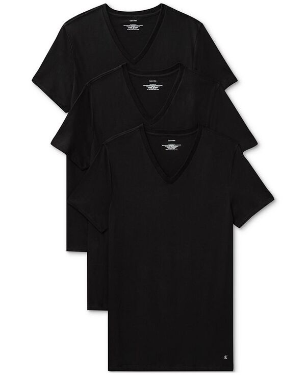 カルバンクライン メンズ トップス Tシャツ Vネック シャツ コットン Calvin Klein Men's 3-Pack Cotton Classics V-Neck T-Shirts Black ブラック