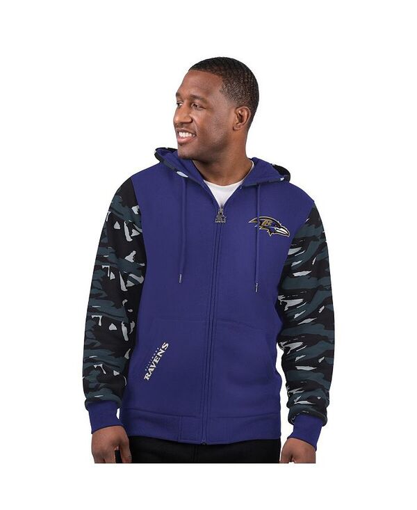 クランク メンズ アウター パーカー・スウェット パーカー Starter Men\u0027s Purple Baltimore Ravens Thursday Night Gridiron Full-Zip Hoodie Purple Gray 薄墨色
