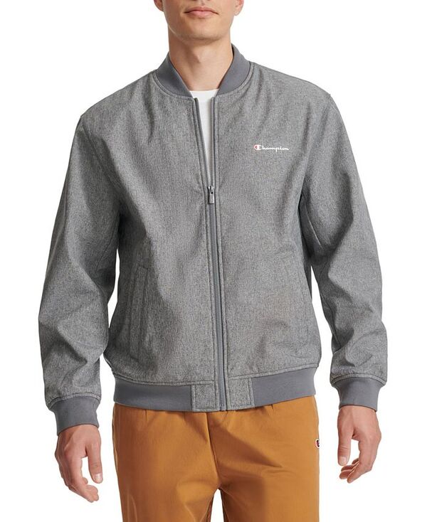 チャンピオン メンズ アウター ジャケット・ブルゾン ロゴ ジャケット Champion Men's Logo Varsity Bomber Jacket Heather Grey グレー｜ReVida 店