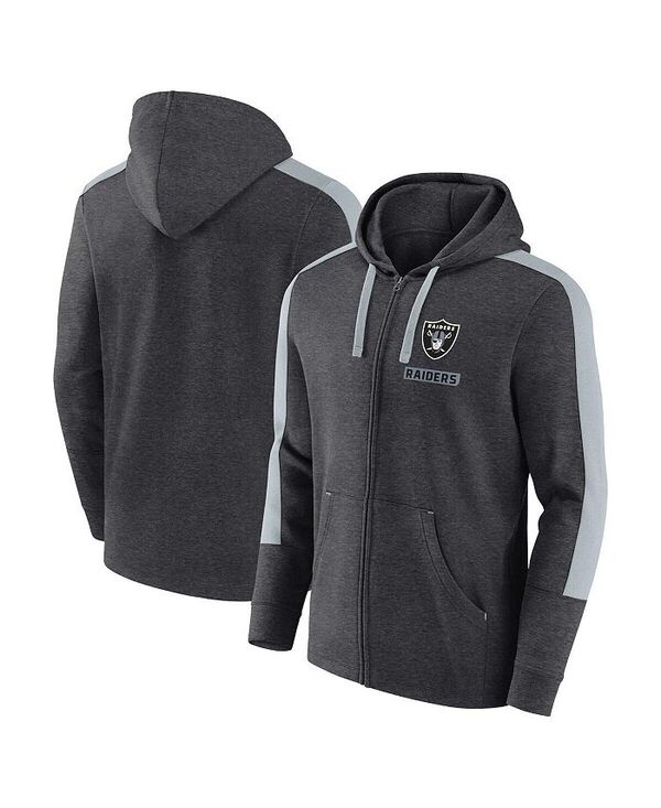 ファナティクス メンズ アウター パーカー・スウェット パーカー Fanatics Men\u0027s Heather Charcoal Las Vegas Raiders Gains Full-Zip Hoodie Heather Charcoal Gray 濃灰色