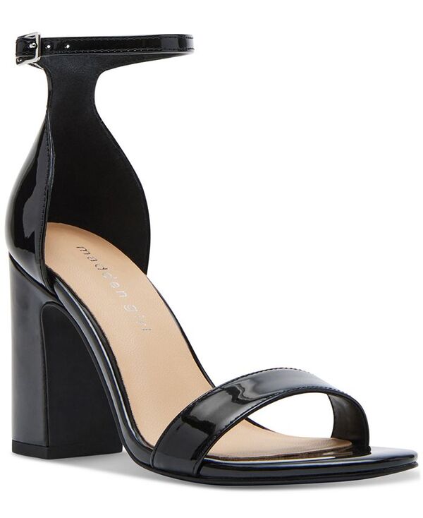 マッデンガール レディース シューズ サンダル ヒール Madden Girl Sasha Two-Piece Block-Heel Dress Sandals Black Patent ブラック|ReVida 店