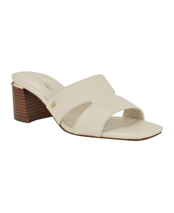 カルバンクライン レディース シューズ サンダル ロゴ ヒール Calvin Klein Women's Valery Logo Block Heel Slide Sandals Ivory アイボリー