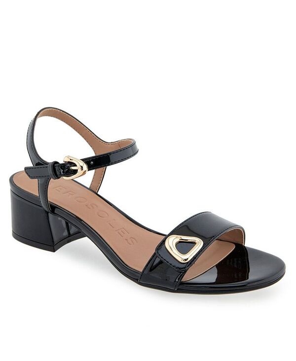 エアロソールズ レディース シューズ サンダル Aerosoles Women's Cairo Round Toe Dress Sandals Black Patent Faux Leather ブラック