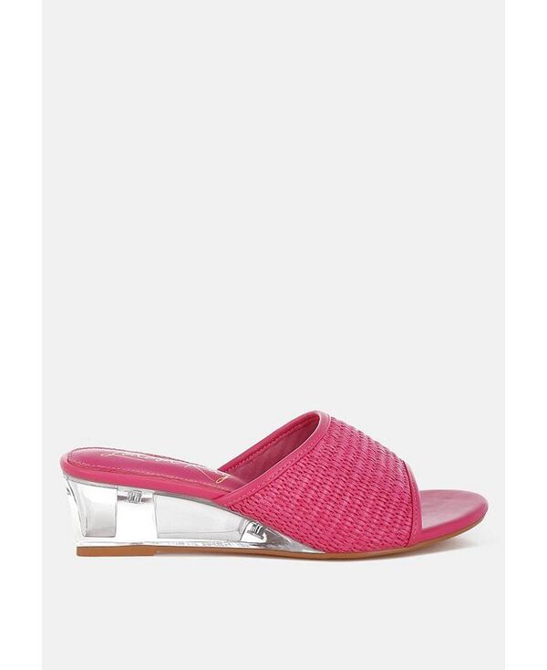 ロンドンラグ レディース シューズ サンダル ヒール London Rag Osminda Raffia Clear Heel Wedge Sandals Pink ピンク