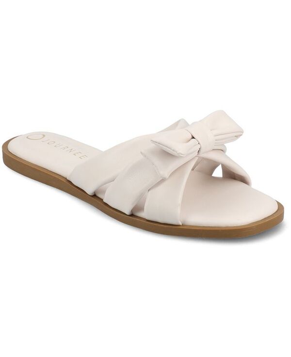 ジュルネ コレクション レディース シューズ サンダル Journee Collection Women's Prylin Bow Slip On Flat Sandals Bone