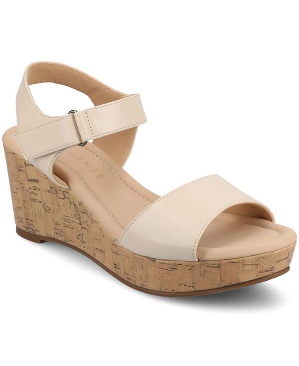 ジュルネ コレクション レディース シューズ サンダル プラットフォーム アンクル Journee Collection Women's Ranae Ankle Strap Platform Cork Wedge Sandals Bone