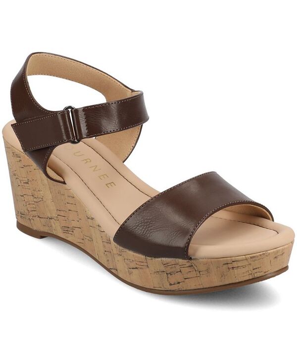 ジュルネ コレクション レディース シューズ サンダル プラットフォーム アンクル Journee Collection Women's Ranae Ankle Strap Platform Cork Wedge Sandals Brown ブラウン