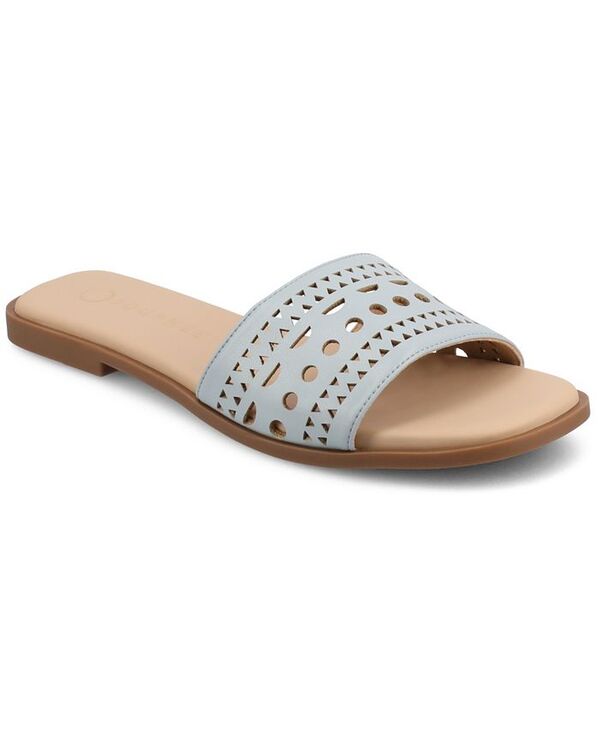 ジュルネ コレクション レディース シューズ サンダル Journee Collection Women's Brodie Slip-On Flat Sandals Blue ブルー