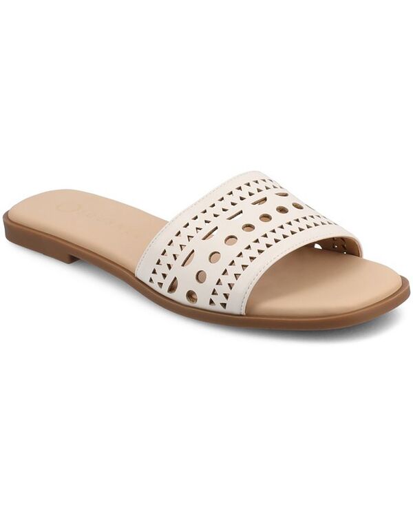 ジュルネ コレクション レディース シューズ サンダル Journee Collection Women's Brodie Slip-On Flat Sandals Bone|ReVida 店