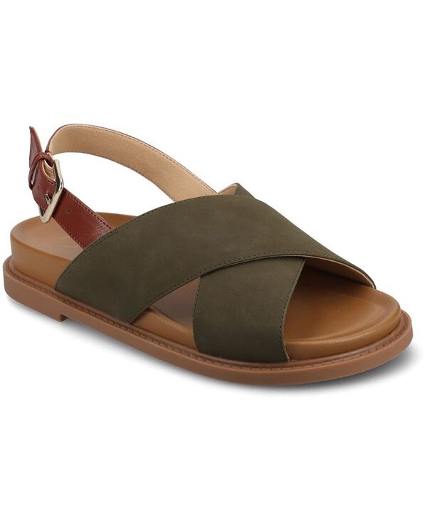 ジュルネ コレクション レディース シューズ サンダル Journee Collection Women's Marinna Round Toe Flat Sandals Olive オリーブ