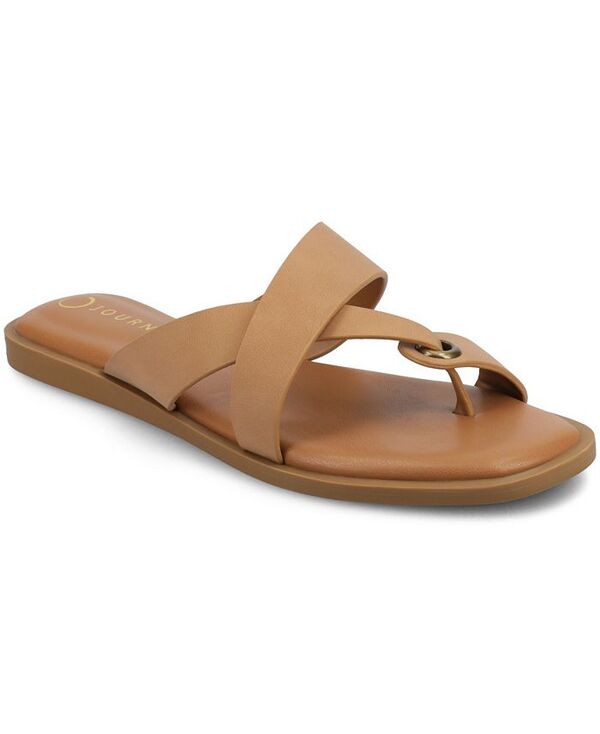 ジュルネ コレクション レディース シューズ サンダル Journee Collection Women's Prizzie Multi Strap Flat Sandals Tan タン|ReVida 店