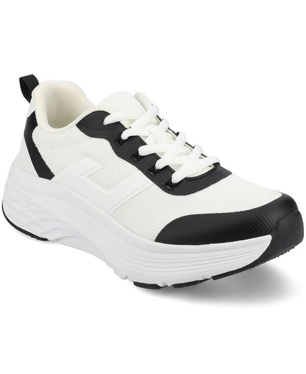 ジュルネ 寄せ合わせ レディース シューズ スニーカー スピード競技 Journee Collection Women\u0027s Marshel Casual Lace-Up Sneakers White Black 白いこと