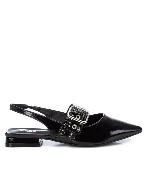 キシタイ王国 レディース シューズ パンプス XTI Women\u0027s Wide Bucke Flats Black 黒いこと