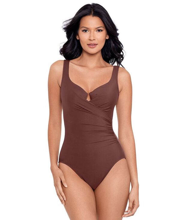 ミラクルスーツ レディース 水着 上下セット キャップ ケープ Miraclesuit Must Have Escape One-Piece Allover Slimming Underwire Swimsuit Tamarind