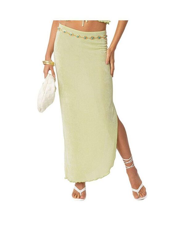 アディクテッド レディース ボトムス スカート マキシ Edikted Women's Milan Slitted Maxi Skirt Green グリーン|ReVida 店