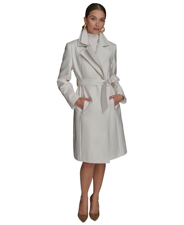 ダナ キャラン ニューヨーク レディース アウター ジャケット・ブルゾン コート Donna Karan New York Women's Double-Collar Trench Coat Cream クリーム