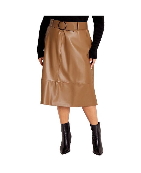シティーシック レディース ボトムス スカート プラスサイズ CITY CHIC Plus Size Untamed Skirt Tan タン|ReVida 店