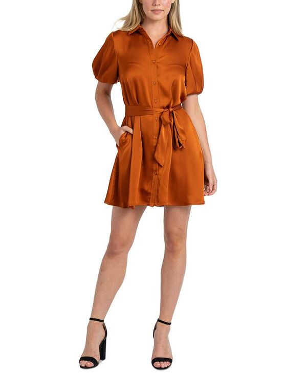 サムエデルマン レディース トップス ワンピース ミニワンピース パフスリーブ ミニ サテン Sam Edelman Women's Fluid-Satin Puff-Sleeve Mini Dress Copper 28,350円