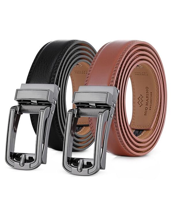 ミオマリオ メンズ アクセサリー ベルト レザー Mio Marino Men's Refined Ore Leather 2 Pack Linxx Ratchet Belt Black & tan ブラック