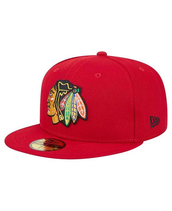 ニューエラ メンズ アクセサリー 帽子 New Era Men's Red Chicago Blackhawks Core 59FIFTY Fitted Hat Red レッド|ReVida 店