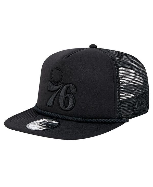 ニューエラ メンズ アクセサリー 帽子 メッシュ New Era Men's Black Philadelphia 76ers Tone Foam Meshback Golfer Snapback Hat Black ブラック｜ReVida 店