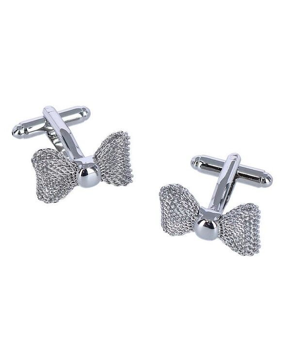 トラファルガー メンズ 佩び物 カフスリンク TRAFALGAR Bailey Bow Tie Novelty Cufflinks Silver しろがね色