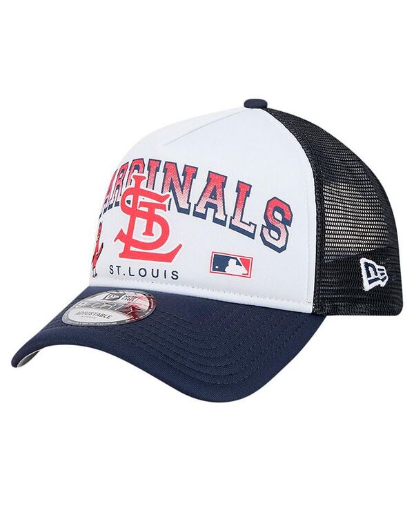 ニューエラ メンズ アクセサリー 帽子 New Era Men's White St. Louis Cardinals Retro Wordmark 9FORTY A-Frame Trucker Adjustable Hat White ホワイト|ReVida 店