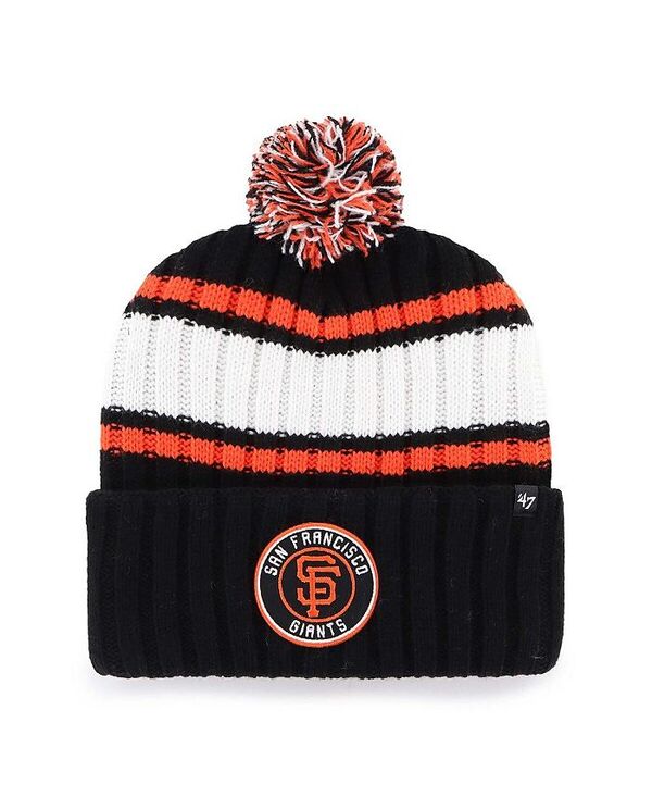 47 ブランド メンズ アクセサリー 帽子 ニット '47 Brand Men's Black San Francisco Giants Plateau Cuffed with Pom Knit Hat Black ブラック｜ReVida 店 8,380円