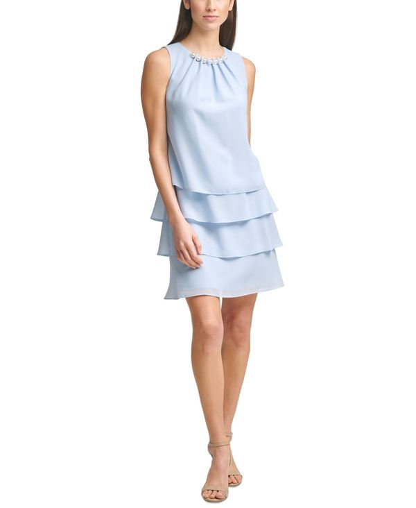 レディースファッション ワンピース 高質で安価 レディース ジェシカハワード ワンピース Blue Periwinkle Dress Shift Embellished トップス Happychildrensdaycare Net