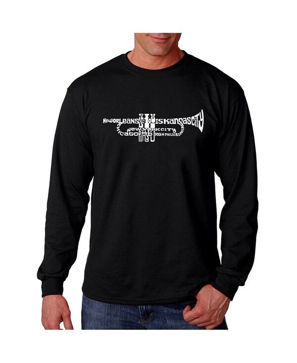 エルエーポップアート メンズ トップス Tシャツ LA Pop Art Men's Word Art Long Sleeve T-Shirt- Trumpet Black ブラック