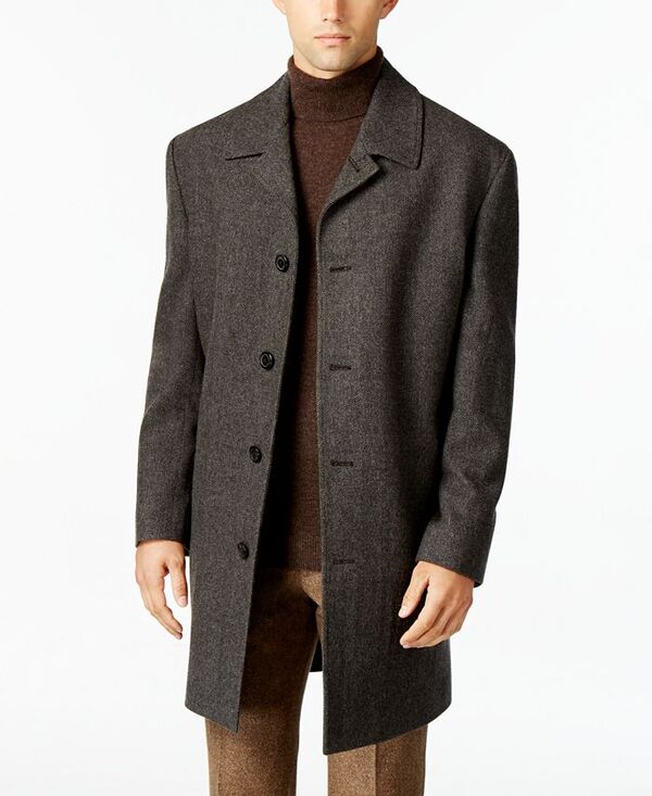 ロンドンフォグ メンズ アウター ジャケット・ブルゾン ウール コート London Fog Coventry Wool-Blend Overcoat Charcoal Herringbone チャコール