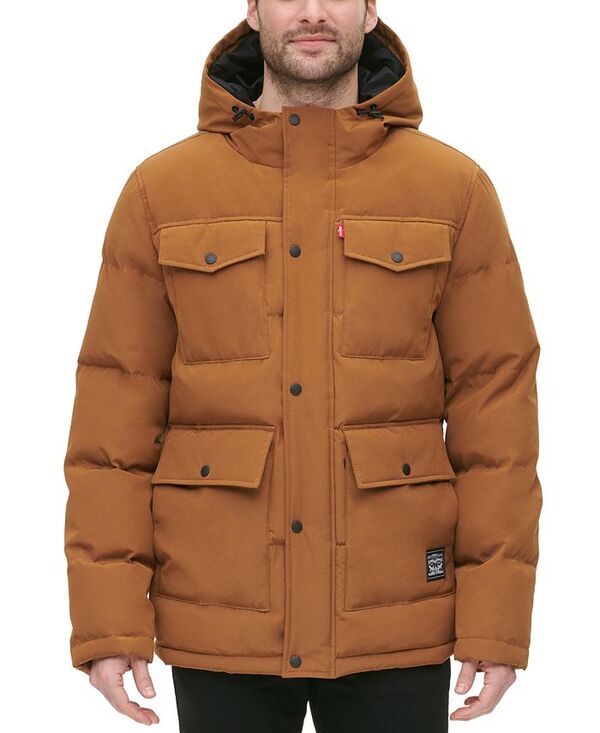 リーバイス メンズ アウター ジャケット・ブルゾン キルティング パーカー ジャケット Levi's Levi ’ s&reg; Men's Quilted Four Pocket Parka Hoody Jacket Worker Brown ブラウン 28,470円