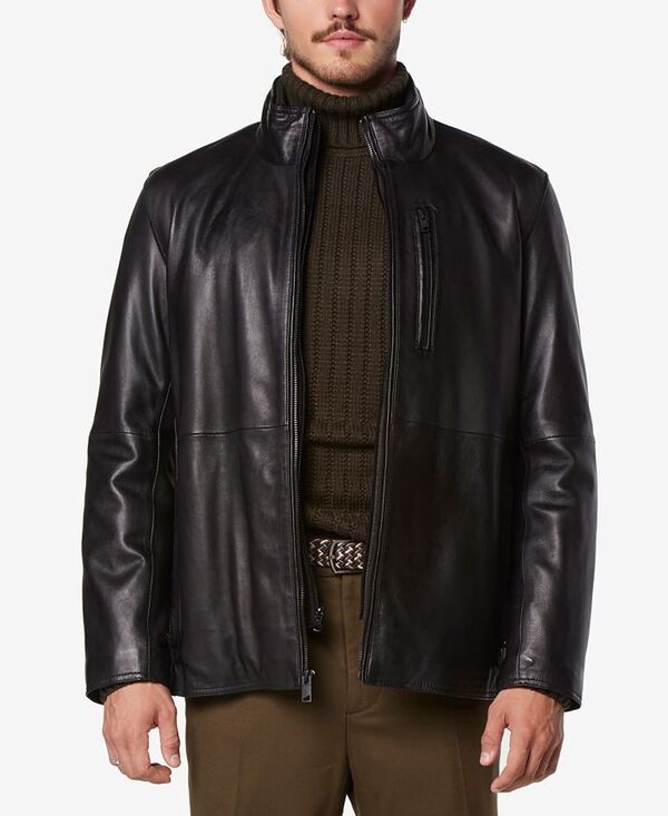 マークニューヨーク メンズ アウター ジャケット・ブルゾン レザー ジャケット Marc New York Men's Wollman Smooth Leather Racer Jacket with Removable Interior Bib Black ブラック
