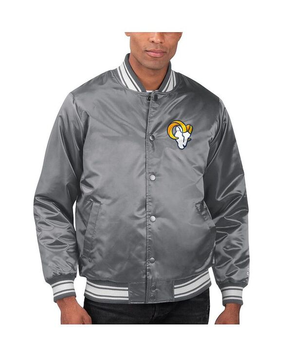 スターター メンズ アウター ジャケット・ブルゾン サテン ジャケット Starter Men's Gray Los Angeles Rams Locker Room Satin Varsity Full-Snap Jacket Gray グレー