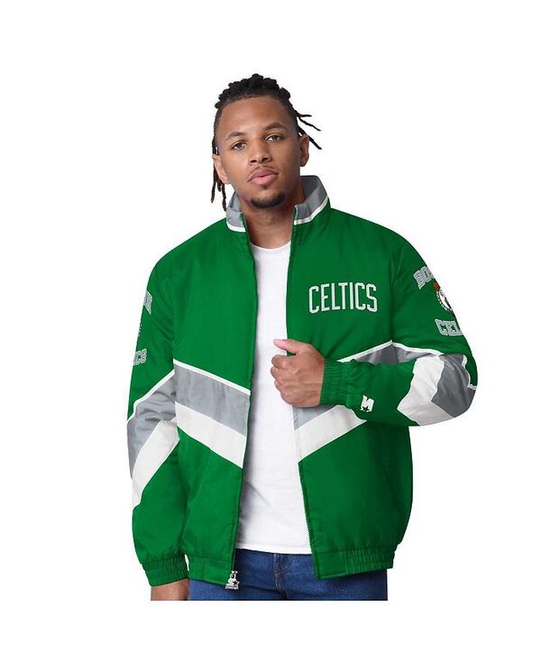 スターター メンズ アウター ジャケット・ブルゾン オックスフォード キャップ ジャケット Starter Men's Kelly Green Boston Celtics Captain Oxford Full-Zip Jacket Kelly Green グリーン｜ReVida 店