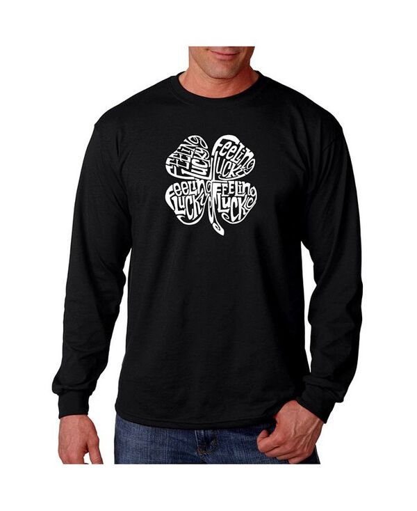 エルエーポップアート メンズ トップス Tシャツ LA Pop Art Men's Word Art Long Sleeve T-Shirt - Feeling Lucky Black ブラック