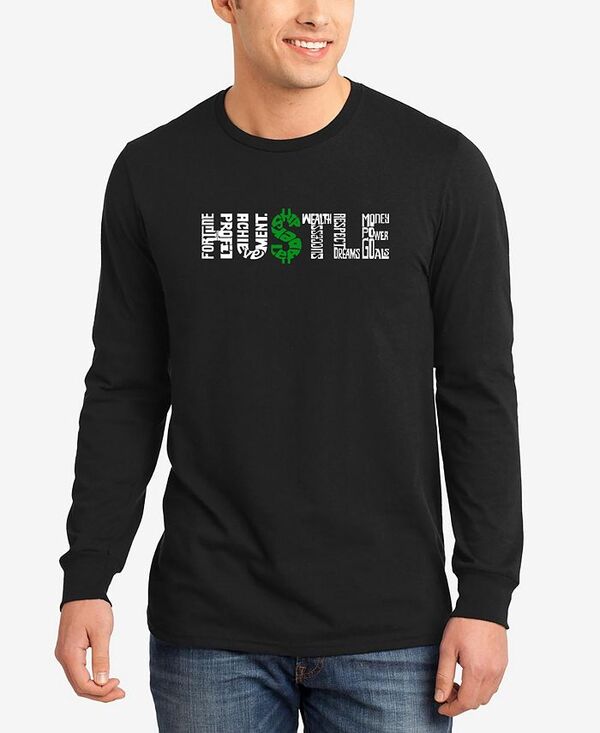 エルエーポップアート メンズ トップス Tシャツ LA Pop Art Men's Word Art Long Sleeve Hustle T-shirt Black ブラック