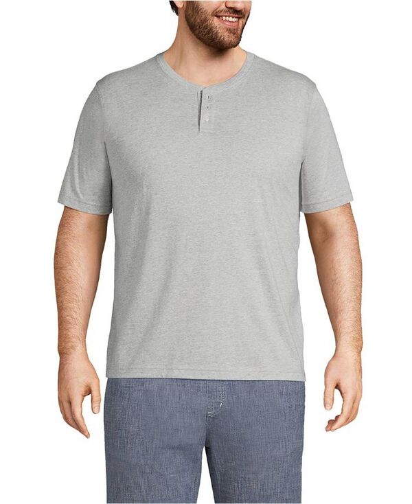 ランズエンド メンズ トップス Tシャツ トール シャツ Lands' End Big & Tall Short Sleeve Super-T Henley T-Shirt Gray heather グレー