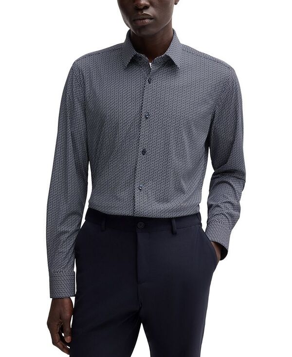ヒューゴボス メンズ トップス シャツ Hugo Boss Men's Slim-Fit Performance Dress Shirt Dark Blue ブルー