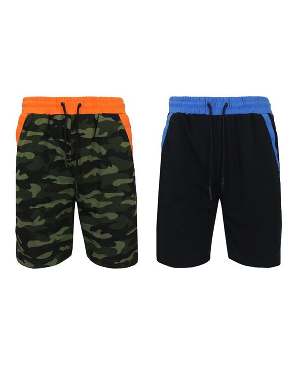 ギャラクシーバイハルビック メンズ ボトムス ハーフパンツ・ショーツ パイル ショートパンツ Galaxy By Harvic Men's French Terry Jogger Sweat Lounge Shorts Set of 2 Camo Black Royal ブラック