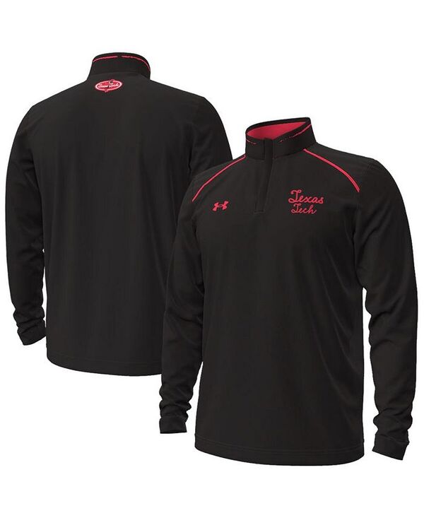 アンダーアーマー メンズ アウター パーカー・スウェット 流汗 プルオーバー Under Armour Men\u0027s Black Texas Tech Red Raiders Throwback Cursive Quarter-Zip Pullover Sweatshirt Black 黒いこと