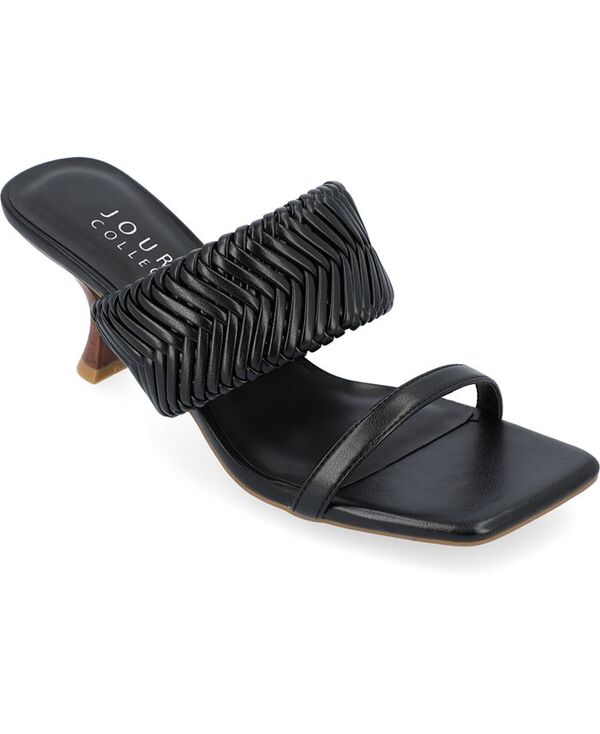 ジュルネ コレクション レディース シューズ サンダル Journee Collection Women's Monyka Woven Double Band Dress Sandals Black ブラック