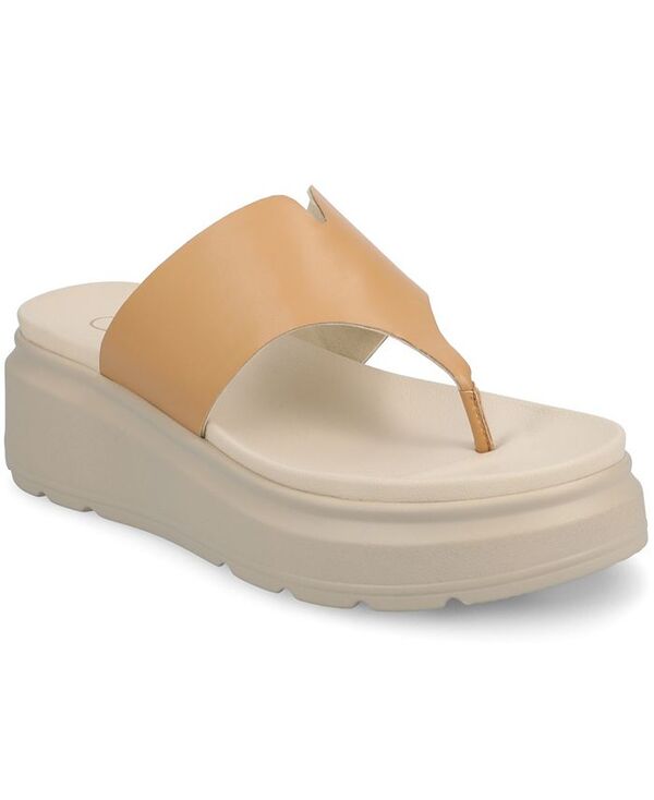 ジュルネ コレクション レディース シューズ サンダル Journee Collection Women's Carah Slip-On Wedge Sandals Tan タン