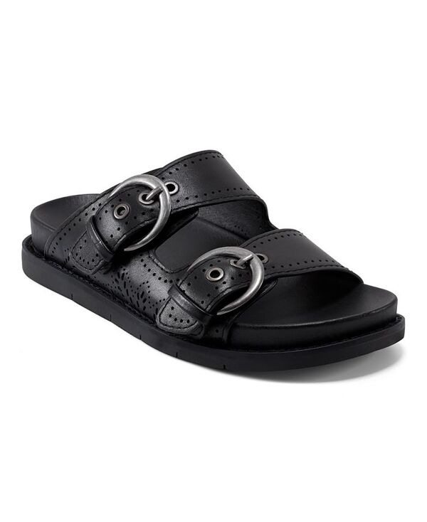 アース レディース シューズ サンダル Earth Women's Francii Double Band Flat Slip-On Sandals Black Leather ブラック