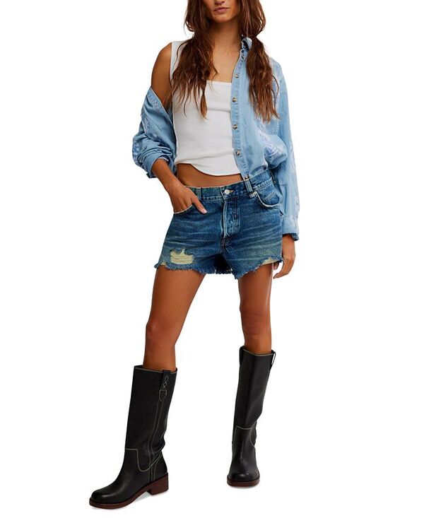 フリーピープル レディース ボトムス ハーフパンツ・ショーツ ショートパンツ デニム Free People Women's Now Or Never Denim Shorts Sunsational デニム|ReVida 店