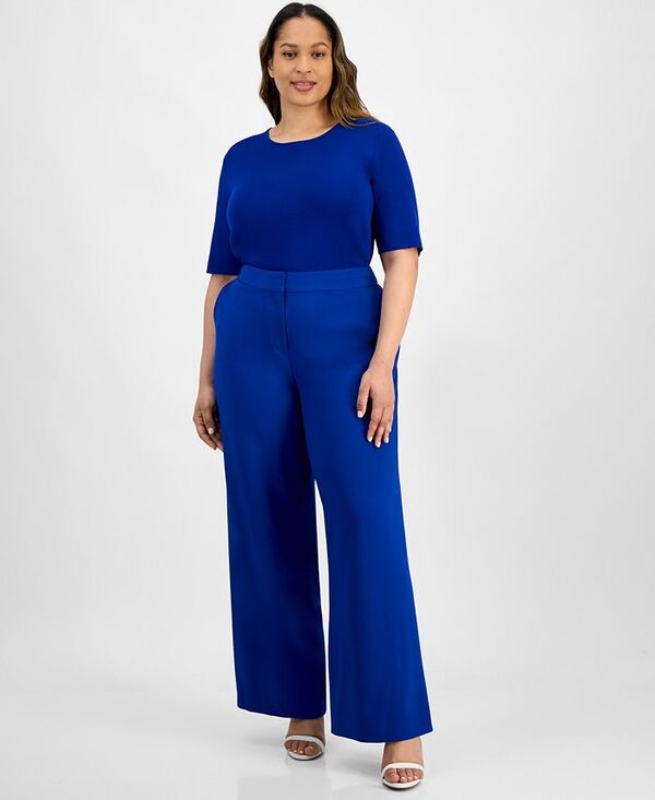 タハリエーエスエル レディース ボトムス カジュアルパンツ プラスサイズ パンツ Tahari ASL Plus Size Wide-Leg Pants Colbalt
